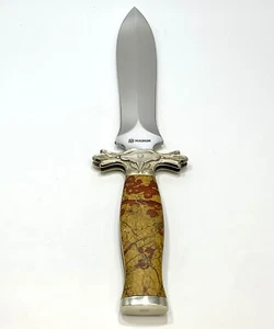 1990 Tak Fukuta Boker Magnum Dagger Seki Japan Custom Poppy Jasper Stone Handle! - Picture 1 of 14