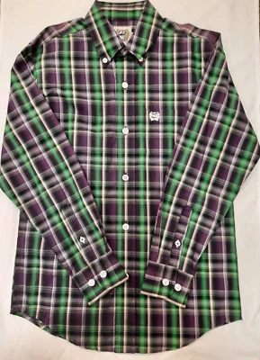 Camisa de manga larga a cuadros morada/verde occidental Cinch para niños MTW7050153 Foto 1 de 2