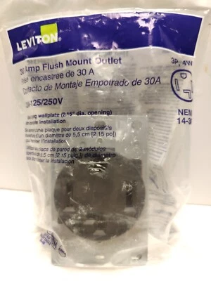 Toma de corriente de montaje empotrado Leviton 30 Amp -30A 125/250V -4 clavijas Foto 1 de 4