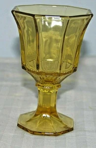 Vintage MCM INDEPENDENCE OCTAGONAL Amber 4.5" Pedestal Juice/Wine Glass (9 avail - Picture 1 of 3