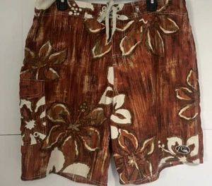 QUICKSILVER EDITION mens floral orange brown swim board shorts sz 36 - Picture 1 of 7