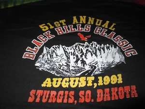 STURGIS 1991 SOUTH DAKOTA BLACK HILLS EAGLE 51st ANNIV.MOTORCYCLE T-SHIRT-XL-NEW - Picture 1 of 5