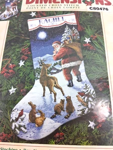 Calza punto croce contata Natale arrivo cervo bosco Natale SOLO CARTA - Foto 1 di 6