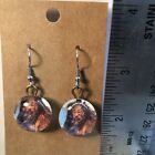 glass cabochon earrings Wire/ The Wizard of OZ Cowardly Lion/ men or women’s