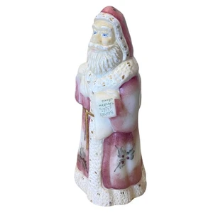 Figura de Papá Noel de vidrio Fenton firmada por artista edición limitada rosa decoración navideña de colección - Imagen 1 de 8