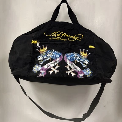 复古 Ed Hardy 双豹黑色行李袋 x Christian Audigier — 第 1/4 张图片