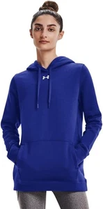 Under Armour Damen Hustle Fleece Hoodie Pullover Gr. Small royalblau/weiß - Bild 1 von 10