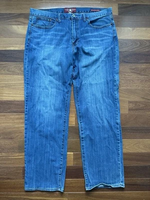 Jeans rectos vintage Lucky Brand 361 para hombre 38x32 premium italiano denim azul Foto 1 de 4