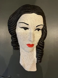 Wall Mask  1940’s 1930s Art Deco  Vintage Women Face Chalkware - Picture 1 of 5