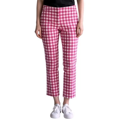 NEW Boden Richmond 7/8 Pants Women's 6 Reg. Pink White Gingham Check Trousers - Image 1 of 4