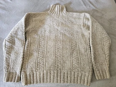 复古 Ralph Lauren Polo 运动运动员厚手工针织羊毛毛衣男式 L 码 — 第 1/4 张图片