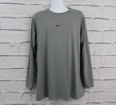 耐克 Pro Dri-Fit 衬衫男式 XXL 修身中心 Swoosh 标志长袖 FB7926 — 第 1/4 张图片