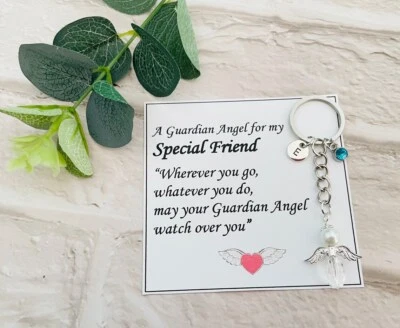 HELLOLONDON Guardian angel gift for a special friend, Angel keepsake Best friend keyring