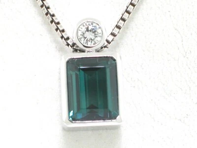 Turmalin Anhänger 750 Weißgold 18Kt Gold blauer Turmalin 2,4ct  1 Brillant TW VS - Bild 1 von 4