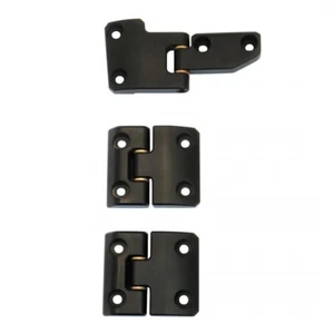 BLACK ALUMINIUM SET OF EXTERIOR REAR DOOR HINGES FIT LAND ROVER DEFENDER 90 110 - Picture 1 of 6
