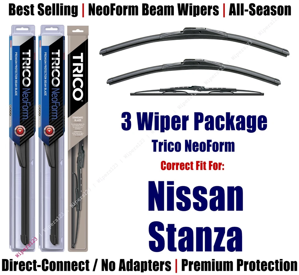 Super Premium Wiper Blades 3-Pack - fit 1982-1985 Nissan Stanza - 16180x2/30180 - Image 1 of 1