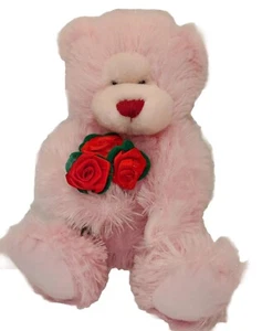 Beverly Hills Teddybär Co. Betsy der rosa Teddybär mit roten Rosen Plüschtier - Bild 1 von 8