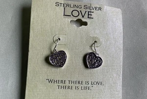 Sterling Silber Liebe Herz Ohrhänger Einzelhandel $ 45-neu - Bild 1 von 4