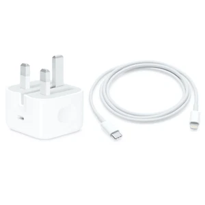 GENUINE Apple iPhone 11 12 13 14 Mains Fast 20W Charger Adaptor & USB Cable - Picture 1 of 4