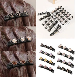 Women Double Layer Bangs Hairpin Hair Clip Headband Rhinestone Braided Barrettes - Picture 1 of 59