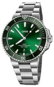 Oris Aquis Date Automatic Steel Green Dial Divers Mens Watch 733 7789 4157-MB - Picture 1 of 6