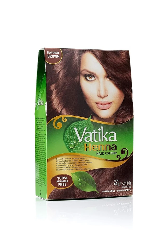Cor de cabelo Dabur Henna - Tintura marrom natural, 18 saquetas X 10g [pacote com 3] - Imagem 1 de 2