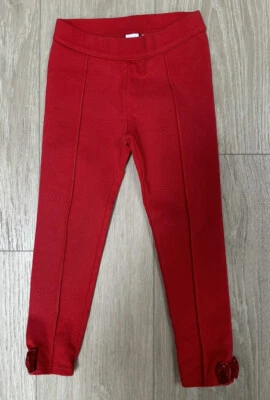 Pantalones leggings con lazos de terciopelo rojo Janie and Jack talla 4 para niña Foto 1 de 4