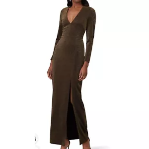 Badgley Mischka metallic gown women's size 22 side slit - Picture 1 of 5