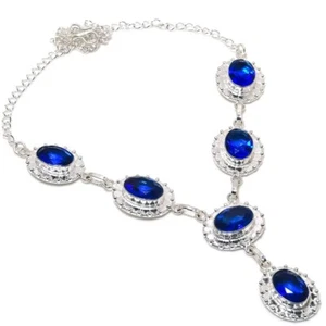 London Blue Topaz Gemstone Handmade 925 Sterling Silver Jewelry Necklaces Sz 18" - Picture 1 of 1