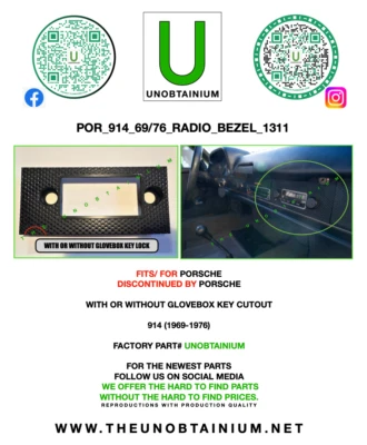 FITS / FOR PORSCHE 914 RADIO BEZEL - Image 1 of 4