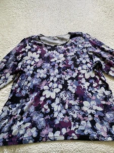 Croft & Barrow Women Floral 3/4 Sleeve Knit Sweatshirt Multicolor Size XXL - Picture 1 of 9