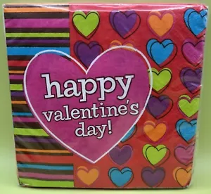 Hip Hearts Bright Striped Valentine's Day Holiday Party Paper Luncheon Napkins - Picture 1 of 1