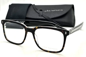New JOHN VARVATOS Rx-able Eyeglasses V415 54-18 Tortoise Crystal & Silver Frames - Picture 1 of 19