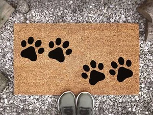 Haustier Pfotenabdruck Fußmatte - Maßgefertigte Kokosmatte - Hund und Katze Fußmatte - süßes Tier - Bild 1 von 10