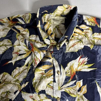 Camisa Hawaiana Crossings Para Hombre Talla Grande 100% Algodón Bolsillo Con Botones en el Pecho Foto 1 de 4