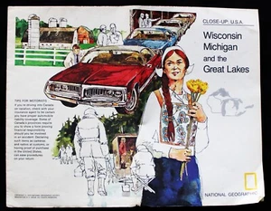 THE NATIONAL GEOGRAPHIC MAP CLOSE UP USA WISCONSIN & MICHIGAN 1973 VINTAGE - Picture 1 of 4