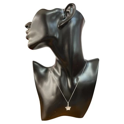 collana e ciondolo argento 925 anallergico stella zirconi neri bianchi gioiello - Immagine 1 di 3