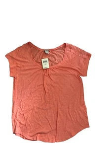 Lucky Brand Damen-T-Shirt Größe XL lachsorange kurzärmelig V-Ausschnitt neu mit Etikett - Bild 1 von 9