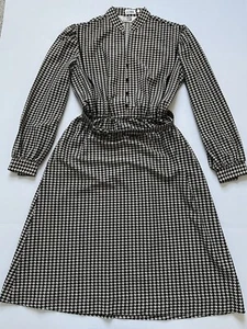 Vtg Sears The Fashion Place Shirt Dress Womens 2 Black Houndstooth Button Up - Picture 1 of 8