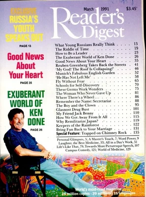 Reader's Digest Australia - March 1991 - Ken Done, Jack Benny + Violeta Chamorro - Image 1 of 2