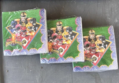 Nuevo de Lote Antiguo 3 Paquetes Power Rangers Mighty Morphin 1995 Servilletas de Fiesta 16 quilates cada una Sellada Foto 1 de 4