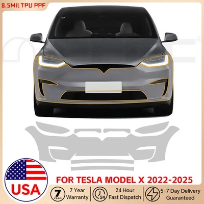 For Tesla Model X 2022-2025 Front Bumper Precut Paint Protection Film Clear PPF - Image 1 of 4
