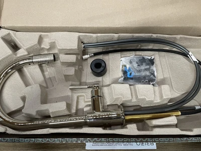 Brizo 63043LF-PN Litze Single Handle Arc Spout Pull Down Kitchen Faucet *READ* - Image 1 of 4