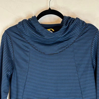 Lole Women's Striped Cowl Neck Thumb Hole Pullover Hoodie Athleisure Top - Image 1 of 4