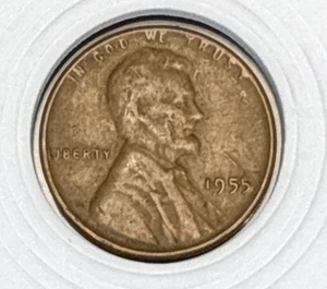 1955 p Copper Lincoln Wheat Ear One Cent Mint Error Circulated  - Picture 1 of 7