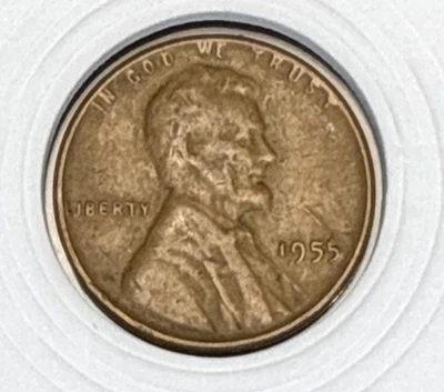 1955 p Copper Lincoln Wheat Ear One Cent Mint Error Circulated  - Image 1 of 4