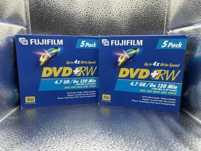 DVD-RW Fujifilm Discs  DVDs 120 Min 4.7GB Jewel Cases Brand New 2 Packs of 5 - Image 1 of 4