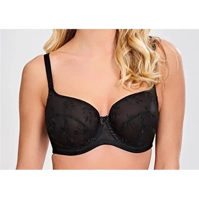 Nuevo con etiquetas Sujetador Panache Tango Balcón Transparente Floral Bordado Elevación Negro Talla 32I Foto 1 de 4