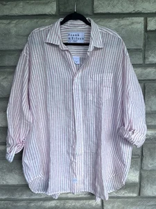 Frank Eileen Mackenzie Oversized Leinenhemd rosa gestreift Größe OS 370 $ - Bild 1 von 9