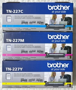 Brother TN-227 Cyan Purgenta Żółty toner Zestaw TN227C TN227M TN227Y Pudełka detaliczne - Zdjęcie 1 z 14